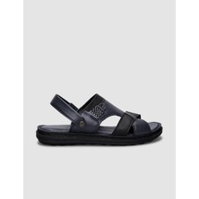 Cabani %100 Hakiki Deri Lacivert Erkek Günlük Sandalet