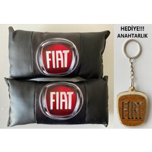 Nevemay Fıat Logolu 2'li Oto Boyun Yastığı, Hediye!!! Araç Marka Logolu Anahtarlık