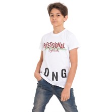 Gözler Onda Beyaz Long Baskılı Bisiklet Yaka 13-16 Yaş Tişört 2012-4