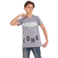 Gözler Onda Gri Long Baskılı Bisiklet Yaka 13-16 Yaş Tişört 2012-1