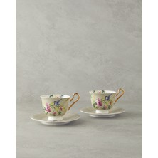 English Home Vanilla New Bone China 4 Parça 2 Kişilik Çay Fincanı Takımı Açık Gri