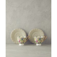 English Home Vanilla New Bone China 4 Parça 2 Kişilik Çay Fincanı Takımı Açık Gri