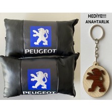 Nevemay Peugeot Logolu 2'li Oto Boyun Yastığı, Hediye!!! Araç Marka Logolu Anahtarlık