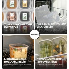 Magev Plastik Renkli Etiketli Kaşıklı 12LI  Peggy Kare Baharat Saklama Kabı