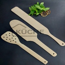 Küche & Haus Ahşap Delikli Kaşık ve Kürek Spatula Seti