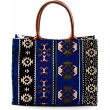 Bambi Mavi Çok Renkli Kumaş   Kadın El Çantası C06487060004