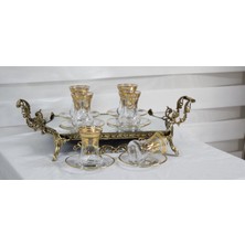 ROSABIANCACASA Alegro Gold-Gümüş Çay Bardağı + Çay Tabağı 6'lı