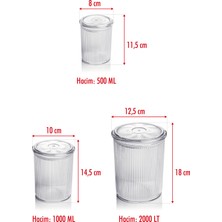 Depa 12'li Barok Yuvarlak 3 Boy Kavanoz Seti & Saklama Kabı & Erzak Kabı (4*2000 Ml, 4*1000 Ml, 4*500 Ml)