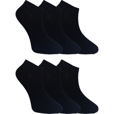 Alessa Socks Bambu Patik Kısa Çorap Siyah 6 Çift Yıkamalı Burun Dikişsiz Erkek