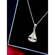 Alâ Silver Jewellery Yelkenli Beyaz Taşlı Tasarım 925 Ayar Gümüş Kolye