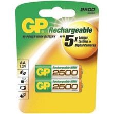 GP 2500 Serisi 2450 mAh Şarj Edilebilir AA Kalem Pil 2'li