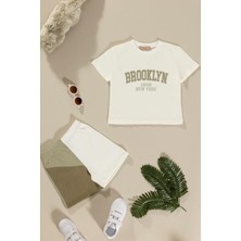 For You Kids Baskılı Garnili Yeşil Alt Üst Takım