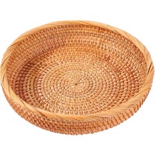 Baltato Hasır Dokuma Yuvarlak Rattan Gıda Tepsisi 25X5CM (Yurt Dışından)