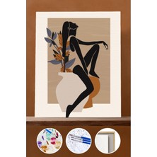 WebStyle Sayılarla Boyama Seti Çerçeveli Kasnaklı Saksı ve Kız 60X75 cm