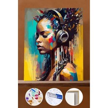 WebStyle Sayılarla Boyama Seti Çerçeveli Kasnaklı Müziğin Rengi 60X75 cm