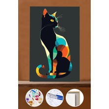 WebStyle Sayılarla Boyama Seti Çerçeveli Kasnaklı Kedi Duruşu 2 40X50 cm