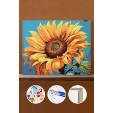 WebStyle Sayılarla Boyama Seti Çerçeveli Kasnaklı Günebakan 60X75 cm