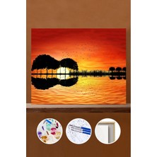 WebStyle Sayılarla Boyama Seti Çerçeveli Kasnaklı Gitar Manzarası 50X65 cm