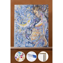 WebStyle Sayılarla Boyama Seti Çerçeveli Kasnaklı Ay Bebek ve Anne 40X50 cm