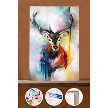 WebStyle Sayılarla Boyama Seti Çerçeveli Kasnaklı Modern Geyik 50X65 cm