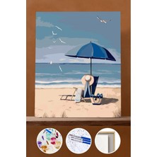 WebStyle Sayılarla Boyama Seti Çerçeveli Kasnaklı Plaj 40X50 cm