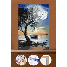 WebStyle Sayılarla Boyama Seti Çerçeveli Kasnaklı Ay ve Sandal 60X75 cm