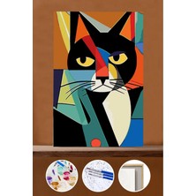WebStyle Sayılarla Boyama Seti Çerçeveli Kasnaklı Kedi Duruşu 60X75 cm