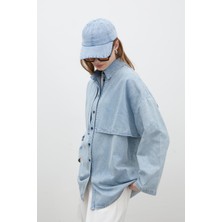 Manuka Trench Tasarım Denim Ceket Buz Mavi