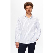 Twn Slim Fit Kırık Beyaz Baskılı Easy Iron Gömlek 2EF02HD402880