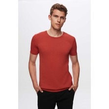 Twn Slim Fit Kiremit Rayon Triko T-Shirt 2EF069421003M