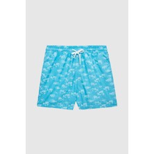 D'S Damat Regular Fit Turkuaz Baskılı Şort Mayo 2HC62AP306130