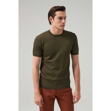 Twn Slim Fit Haki Rayon Triko T-Shirt 2EF069421003M