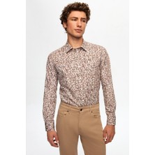 Twn Slim Fit Kahverengi Baskılı Gömlek 2EC0221062590