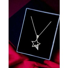 Alâ Silver Jewellery Yıldız Beyaz Taşlı Tasarım 925 Ayar Gümüş Kolye