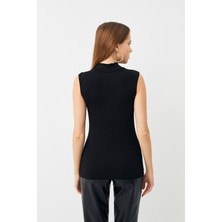 BiPantolon Kadın Siyah Lacivert 2'li Kolsuz Body