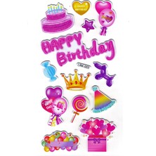 Limmy Sticker Kabartmalı Stiker Defter Planlayıcı Etiket (LRK003)-17X9 Cm- Doğum Günü