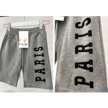 Fashion Junior Erkek Çocuk Şort - Kapri Gri Renk Paris Baskılı