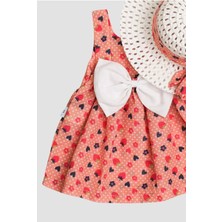 Chicsy Baby Desenli Fiyonklu Şapkalı Kız Bebek Elbisesi