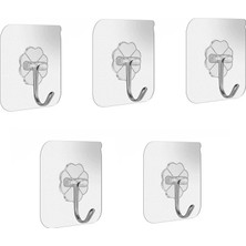 Microcase Güçlü Plastik Yapışkanlı Suya Dayanıklı Banyo Mutfak Eşya Havlu Vb. Ürün Askılığı 5 Adet -Şeffaf AL4266