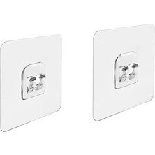 Microcase Güçlü Plastik Yapışkanlı Suya Dayanıklı Banyo Mutfak Eşya Taşıma Raf Askısı 2 Adet -Şeffaf AL4269