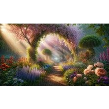 Venspor Çiçekli Bahçe Yolu Temalı Arkaplan, 200X150CM, Fon, Duvar Örtüsü