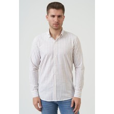 White Stone Bathurst Regular Fit G2001 Pamuklu Keten Gömlek Bej