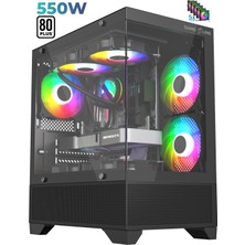 Gameline Armor 5x F-Rgb Fan Temperli Cam 550W 80+ Psu USB 3.0 Gaming Bilgisayar Kasası