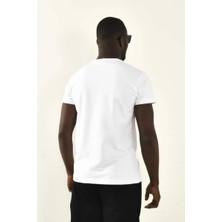 David&Gerenzo Beyaz Örgülü Cep Detay Bisiklet Yaka T-Shirt