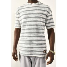 David&Gerenzo Gri Çizgili Oversize T-Shirt