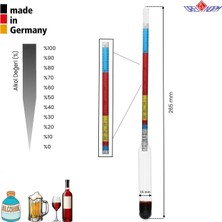 Zürih Ticaret Cam Alkolmetre Renkli Skala - Alkol Ölçer %0-100 - Yüksek Kaliteli