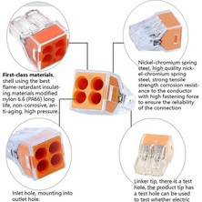 Koodmax 10 Adet PCT-104 4 Pinli Itmeli Hızlı Kolay Kablo Tel Birleştirici Konnektör Vidasız Klemens