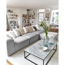 Edsy Home Mira Relax 4 Modül Köşe Koltuk Keten Kumaş