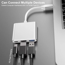 Kingboss Macbook Uyumlu Type-C To HDMI 3 In 1 Usb3.0,hdmi,type-C (Pd)