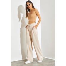 Shade Kadın Double Kumaş Cırtlı Yüksek Bel Palazzo Pantolon